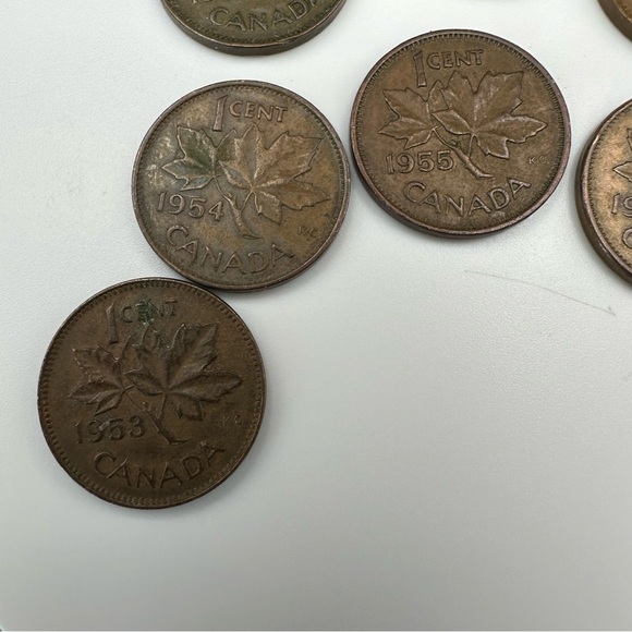1950s Canadian Penny Set – 8 Coins – George VI to Early Elizabeth II – Vintage - Picture 9 of 11